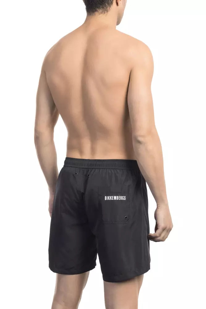 Schwarze Badeshorts für Herren aus Polyester
