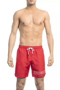 Red Polyester Men's Swim Short
