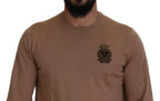Beige Cashmere Crown Logo Pullover Sweater