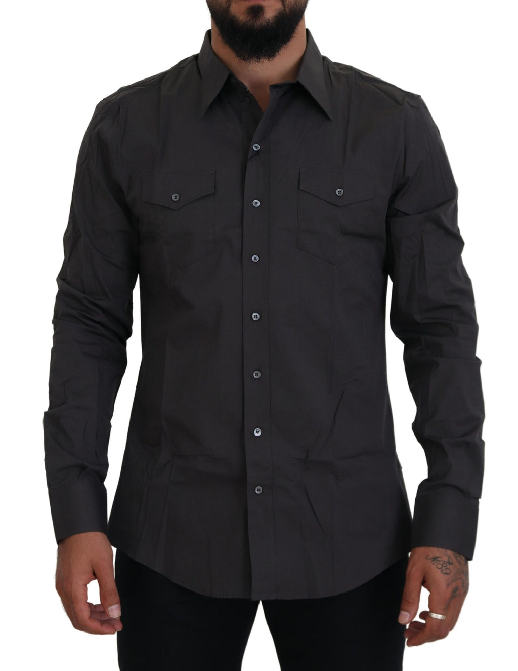 Graues SICILIA Slim Fit Stretch-Hemd