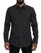 Graues SICILIA Slim Fit Stretch-Hemd
