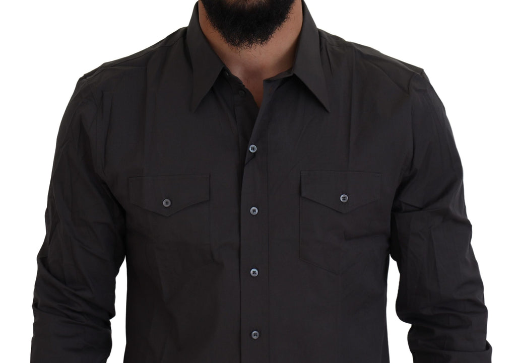 Graues SICILIA Slim Fit Stretch-Hemd