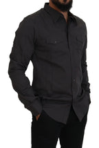 Graues SICILIA Slim Fit Stretch-Hemd