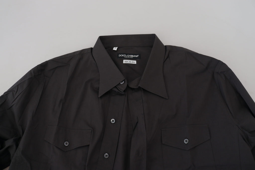Graues SICILIA Slim Fit Stretch-Hemd