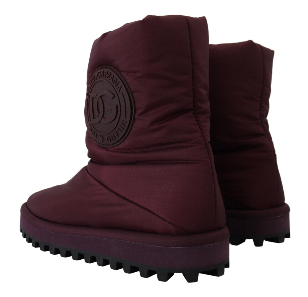 Bordeaux Nylon Stiefel gepolsterte Mid-Schuhe