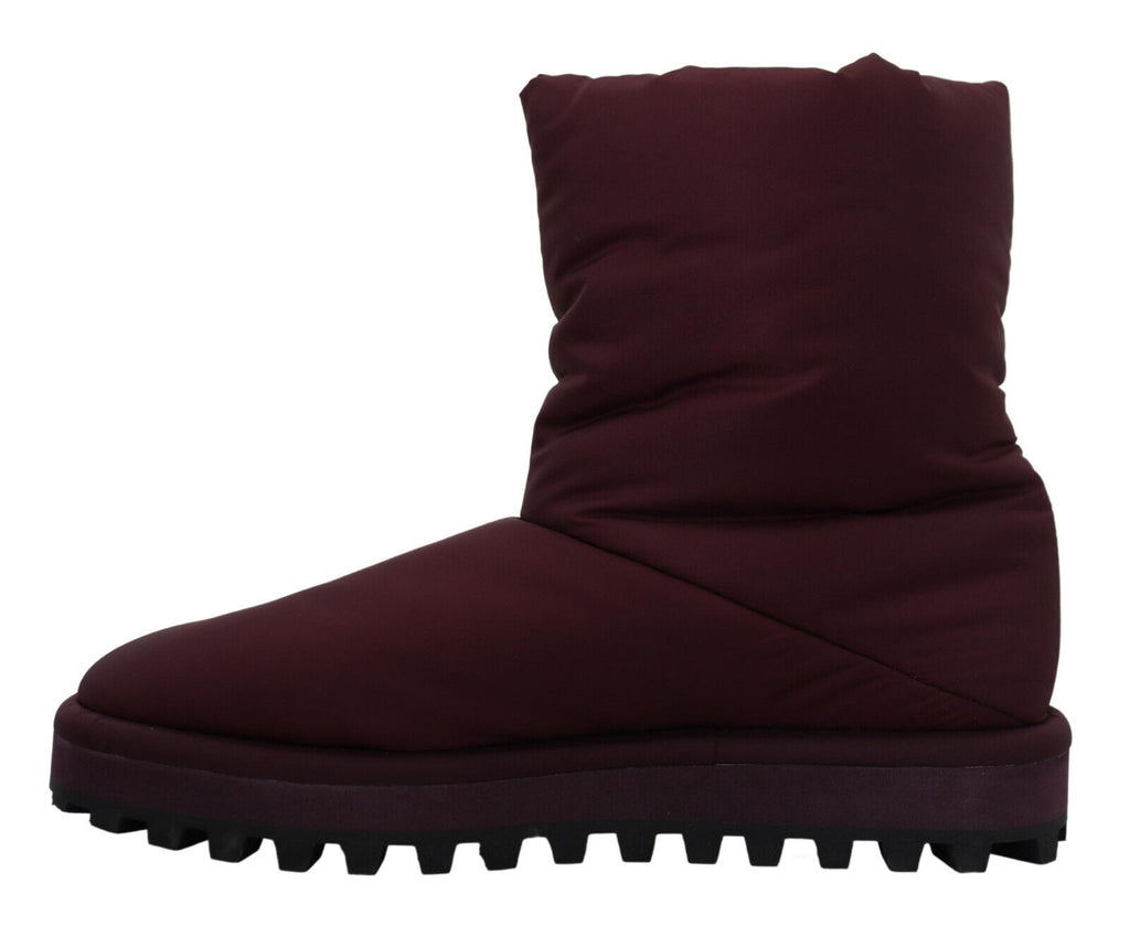 Bordeaux Nylon Stiefel gepolsterte Mid-Schuhe