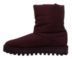 Bordeaux Nylon Stiefel gepolsterte Mid-Schuhe