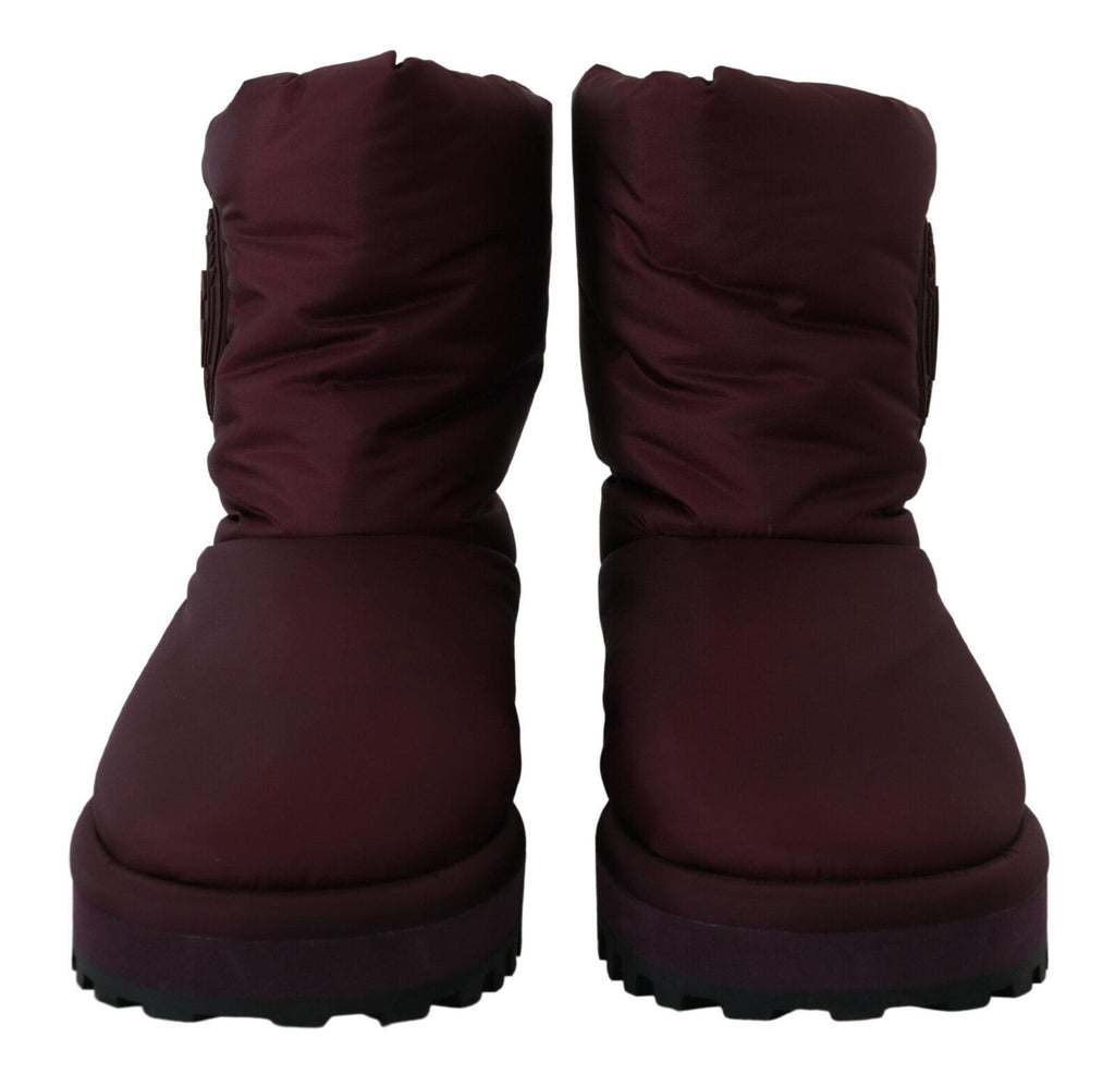 Bordeaux Nylon Stiefel gepolsterte Mid-Schuhe