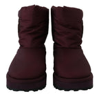 Bordeaux Nylon Stiefel gepolsterte Mid-Schuhe