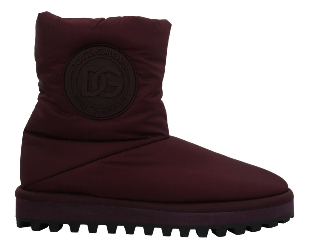 Bordeaux Nylon Stiefel gepolsterte Mid-Schuhe