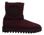 Bordeaux Nylon Stiefel gepolsterte Mid-Schuhe