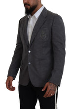 Grauer Slim Fit Stretch Sakko aus Wolle