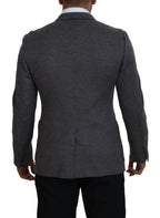 Grauer Slim Fit Stretch Sakko aus Wolle