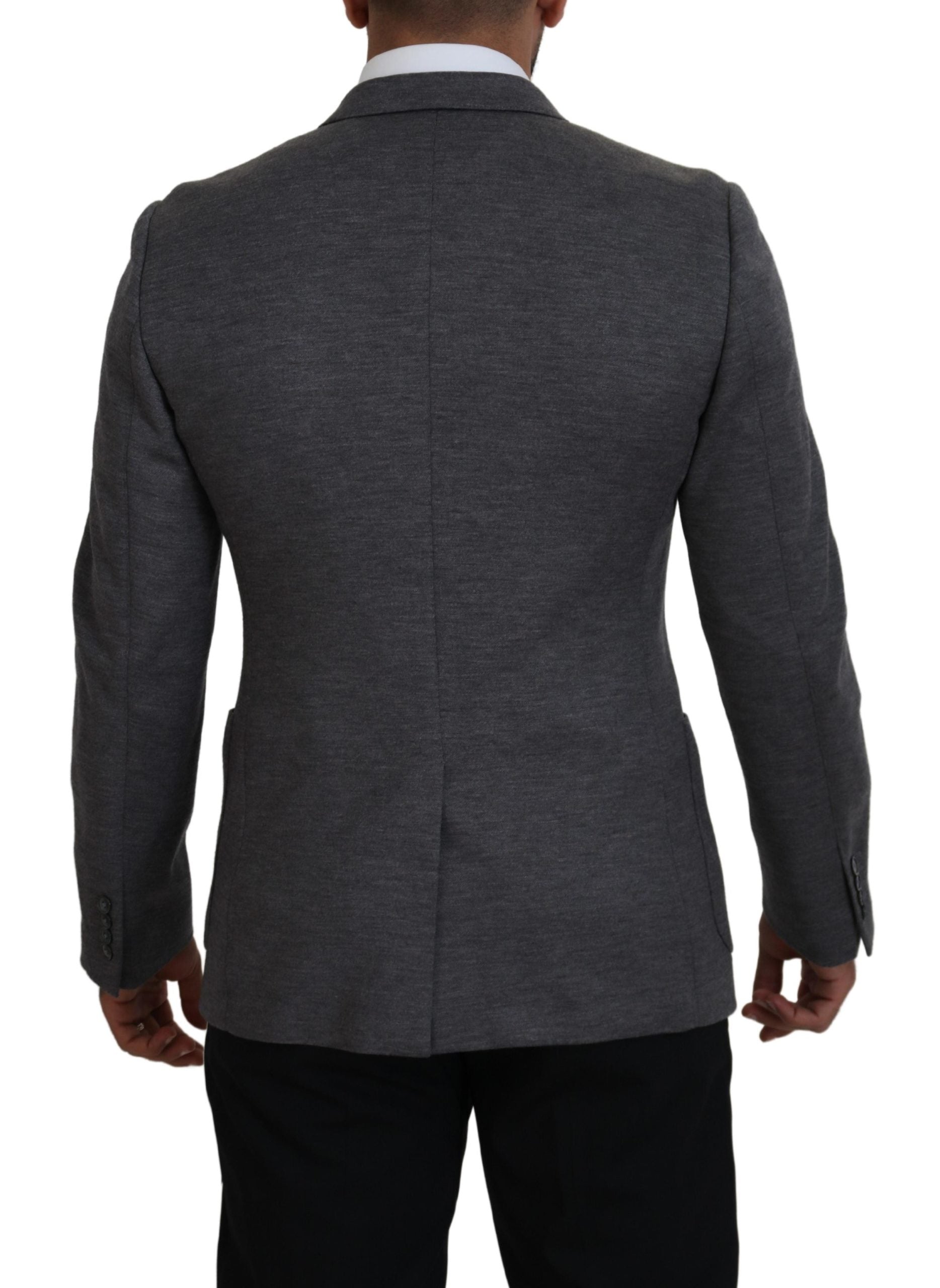 Grauer Slim Fit Stretch Sakko aus Wolle