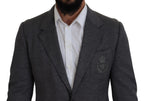 Grauer Slim Fit Stretch Sakko aus Wolle