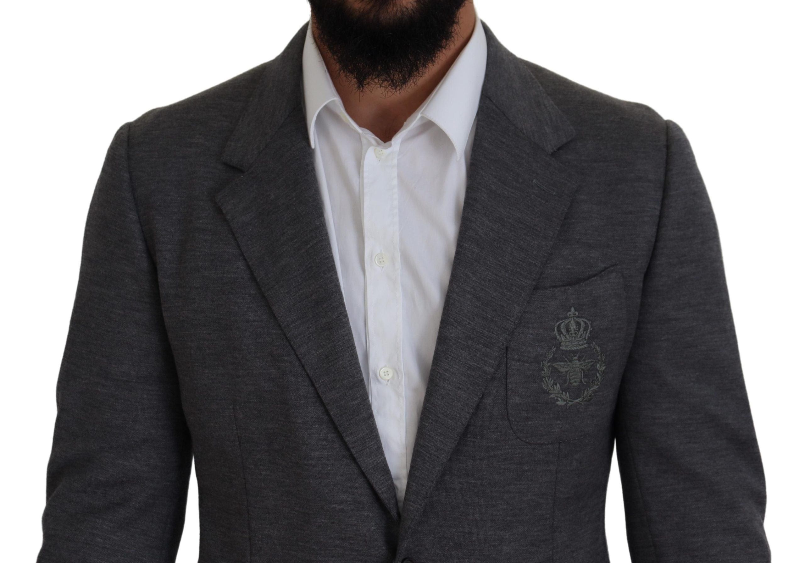 Grauer Slim Fit Stretch Sakko aus Wolle