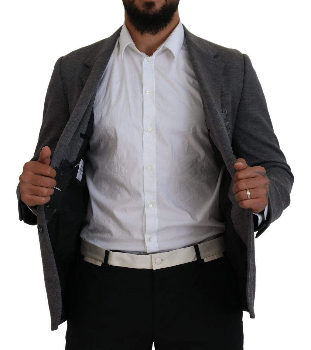 Grauer Slim Fit Stretch Sakko aus Wolle