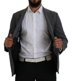 Grauer Slim Fit Stretch Sakko aus Wolle