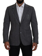 Grauer Slim Fit Stretch Sakko aus Wolle