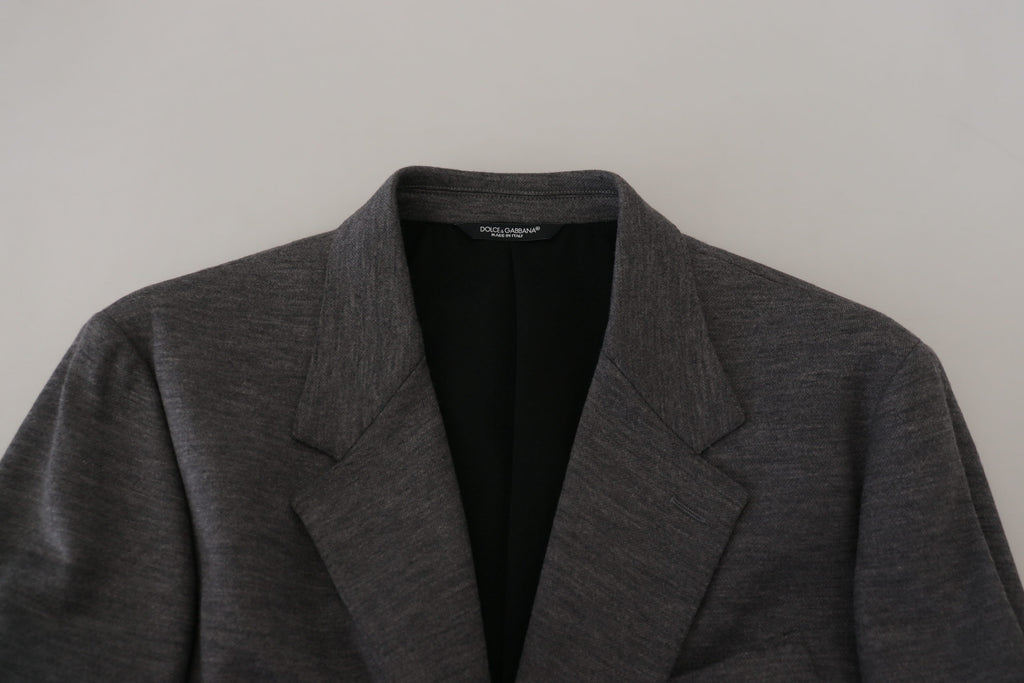 Grauer Slim Fit Stretch Sakko aus Wolle