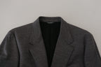 Grauer Slim Fit Stretch Sakko aus Wolle