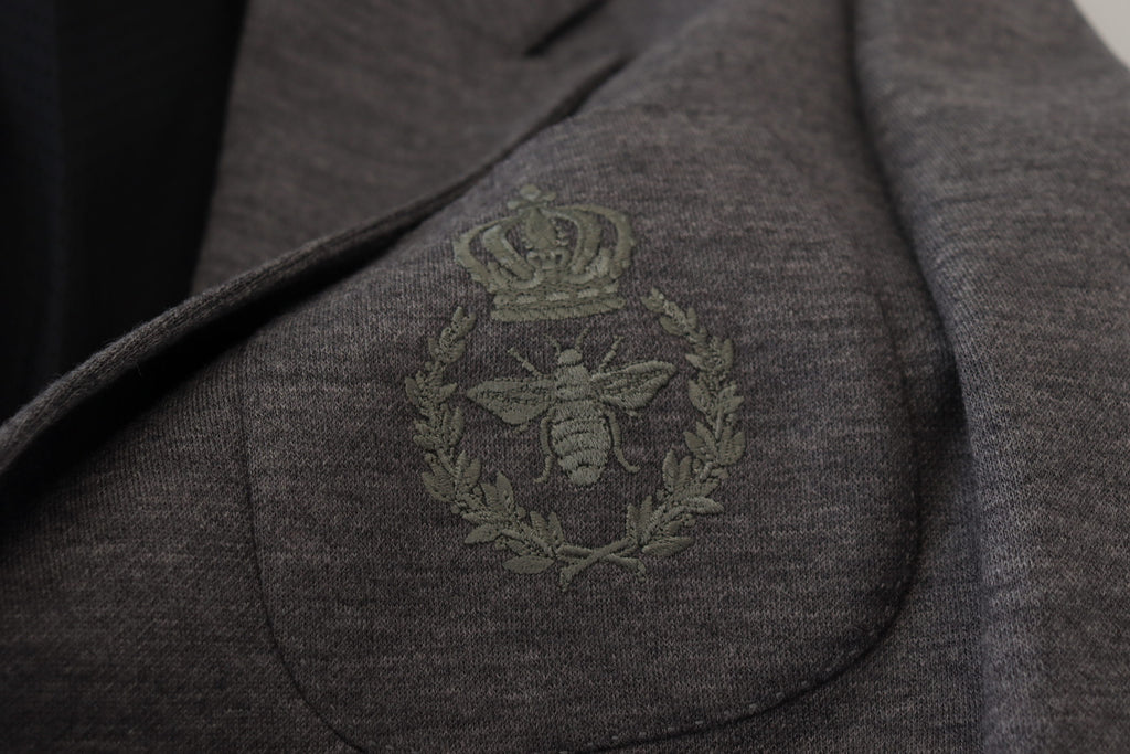 Grauer Slim Fit Stretch Sakko aus Wolle