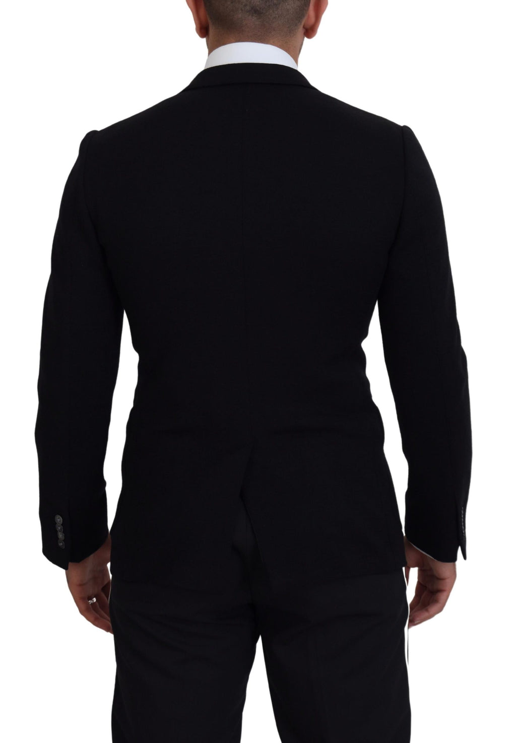 Schwarzer Blazer aus Wolle mit schmaler Passform und Krone