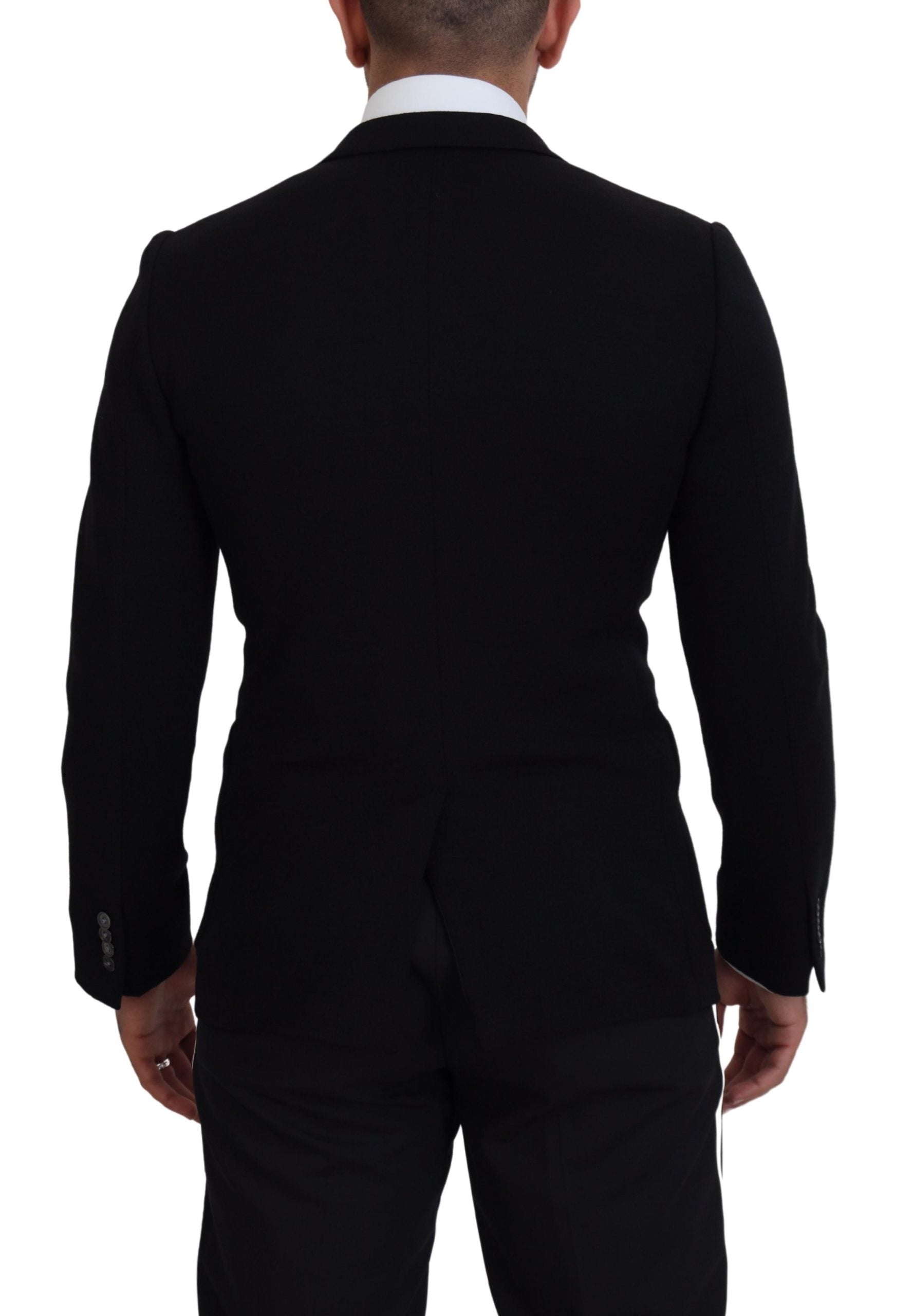 Schwarzer Blazer aus Wolle mit schmaler Passform und Krone