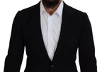 Schwarzer Blazer aus Wolle mit schmaler Passform und Krone