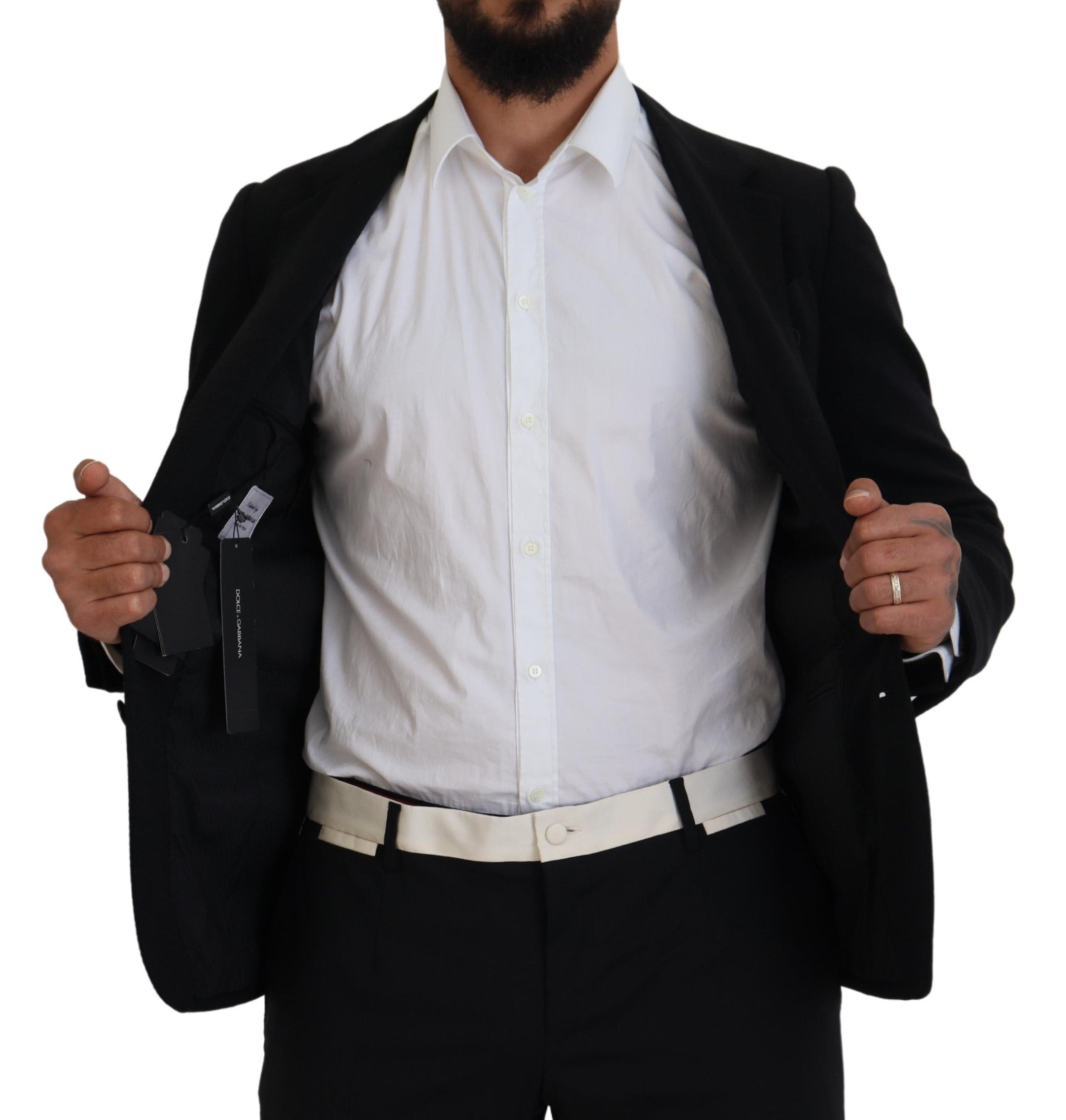 Schwarzer Blazer aus Wolle mit schmaler Passform und Krone
