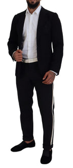 Schwarzer Blazer aus Wolle mit schmaler Passform und Krone