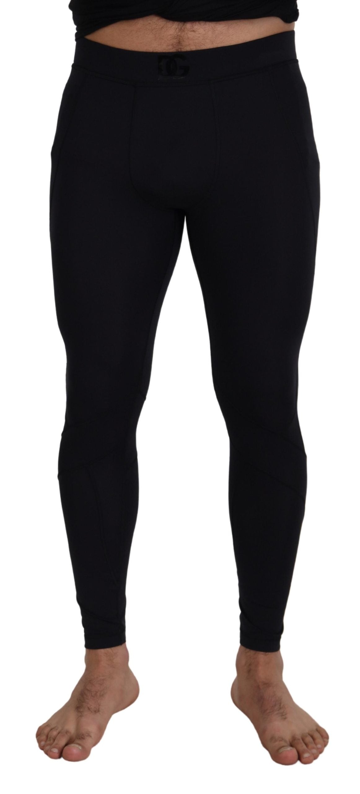 Schwarze Stretchhose aus Nylon im Slim Fit