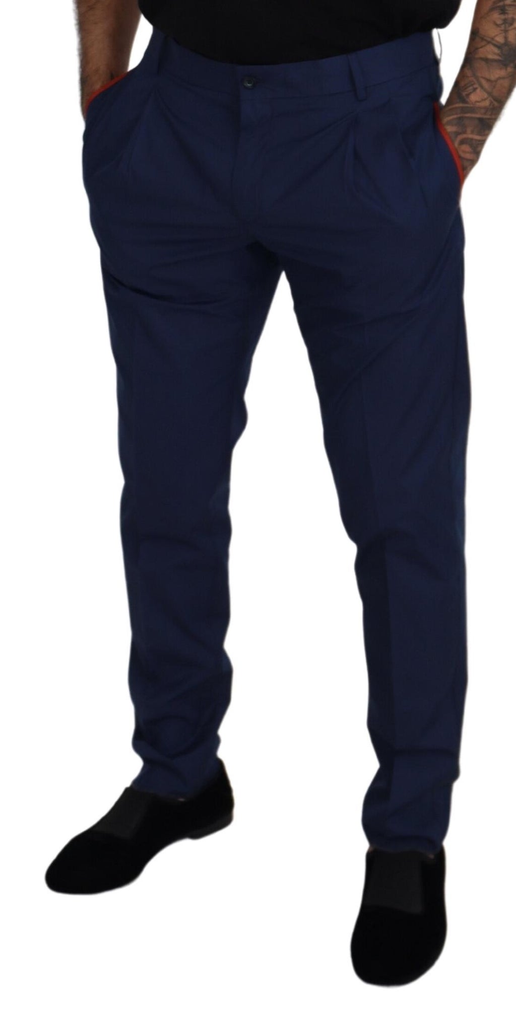 Blaue Chino-Anzughose aus Baumwolle