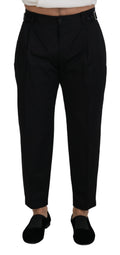 Schwarze Chino-Stoffhose aus Baumwolle