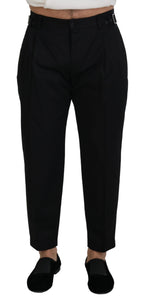 Schwarze Chino-Stoffhose aus Baumwolle