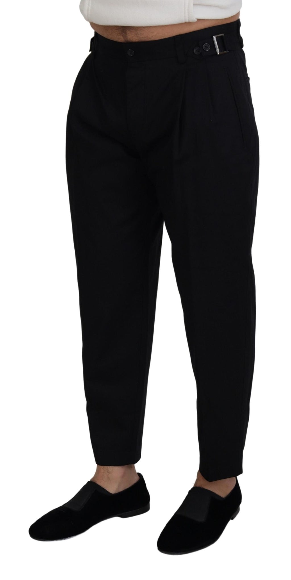 Schwarze Chino-Stoffhose aus Baumwolle