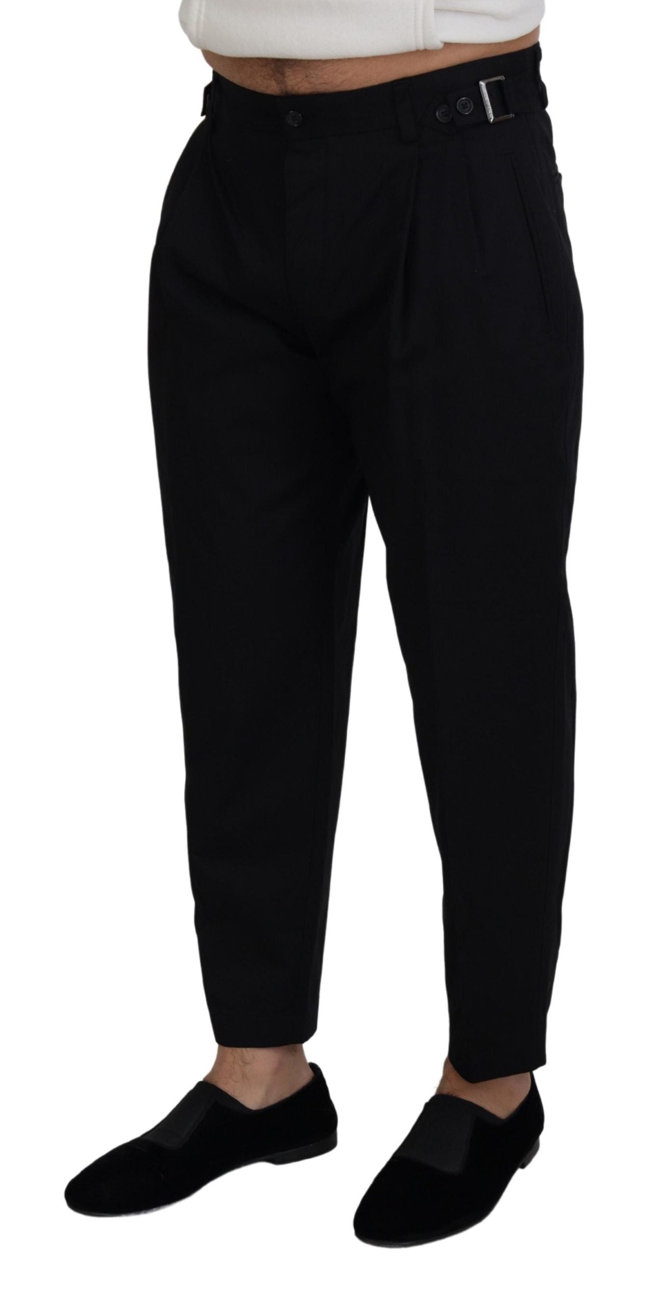 Schwarze Chino-Stoffhose aus Baumwolle