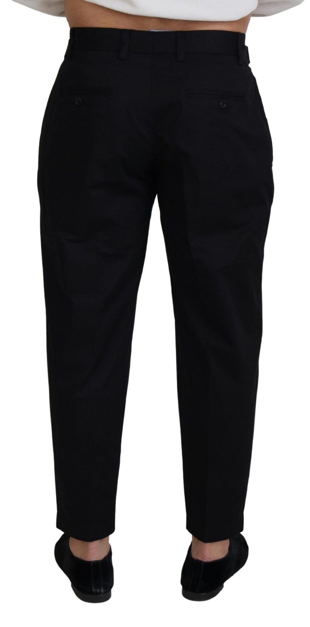 Schwarze Chino-Stoffhose aus Baumwolle