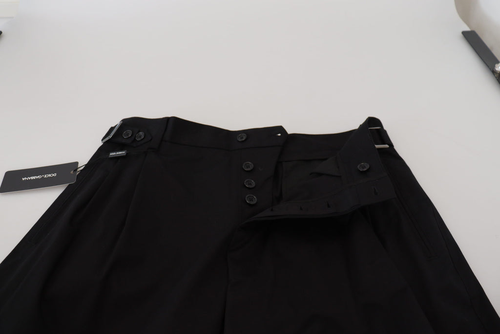Schwarze Chino-Stoffhose aus Baumwolle