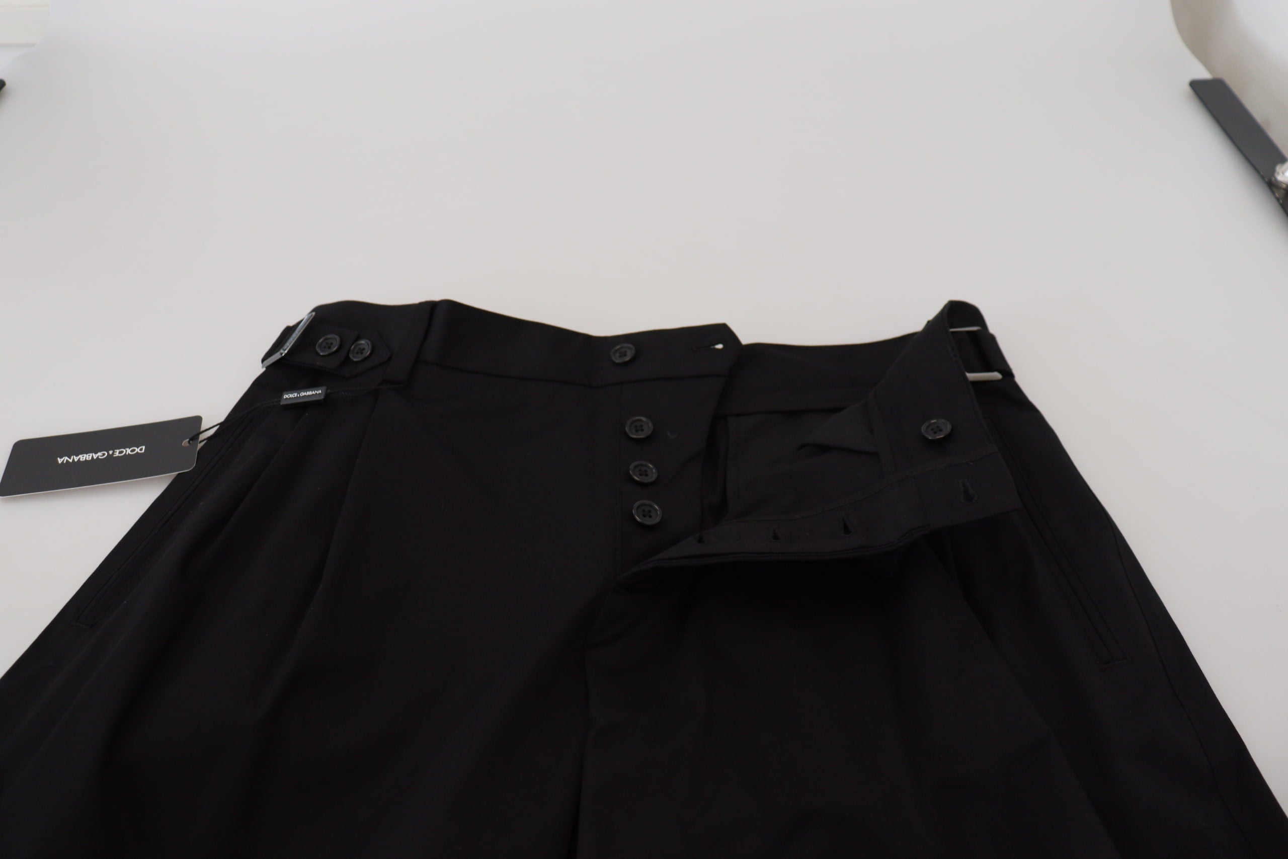 Schwarze Chino-Stoffhose aus Baumwolle