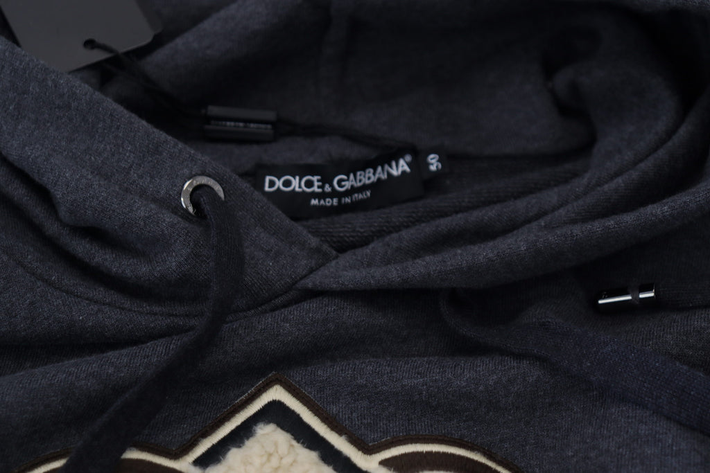 Gray Logo Cotton Hooded Sweatshirt Sweater