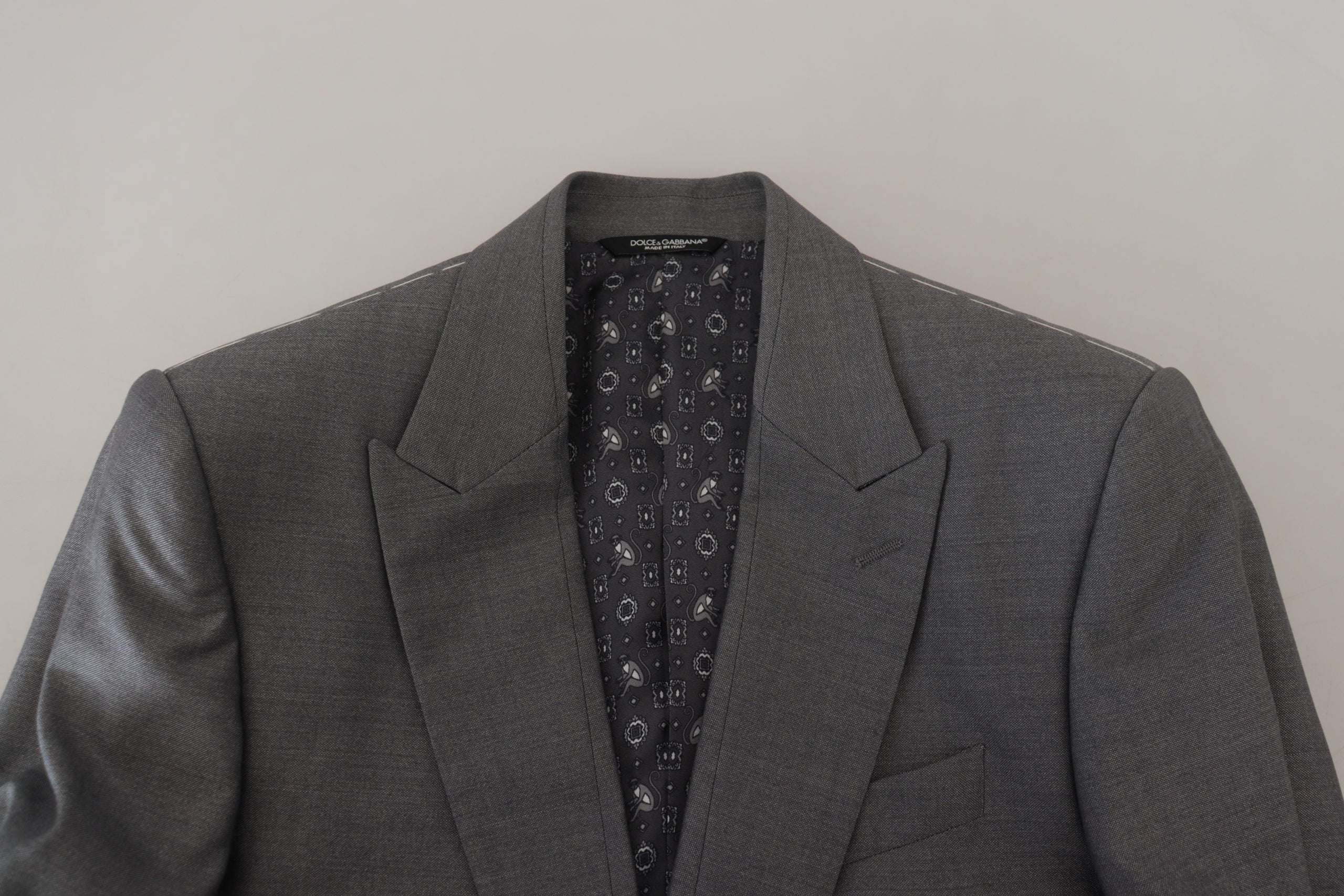 Graue Schurwolle-Seide Slim Fit Jacke Blazer