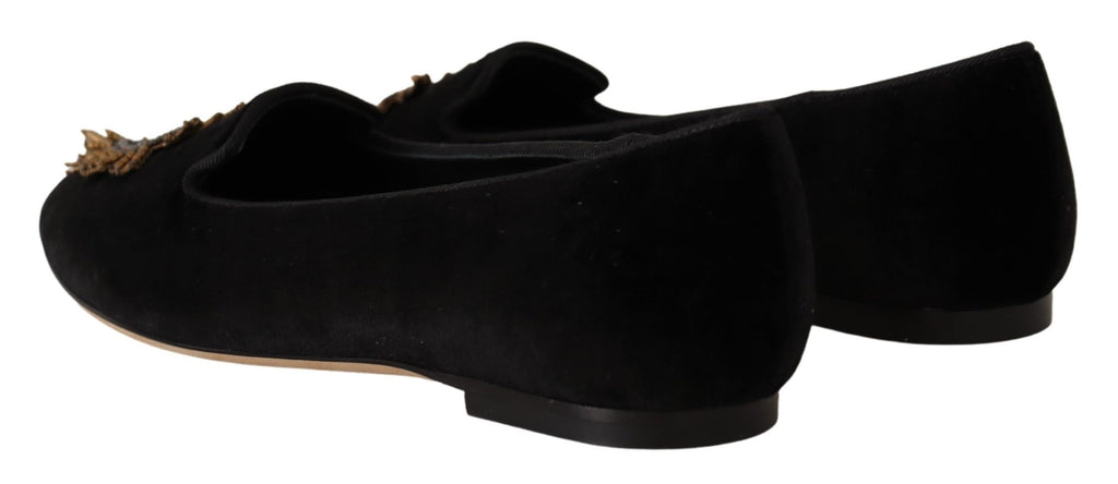 Schwarze DG Sacred Heart Patch Slip-On Flats
