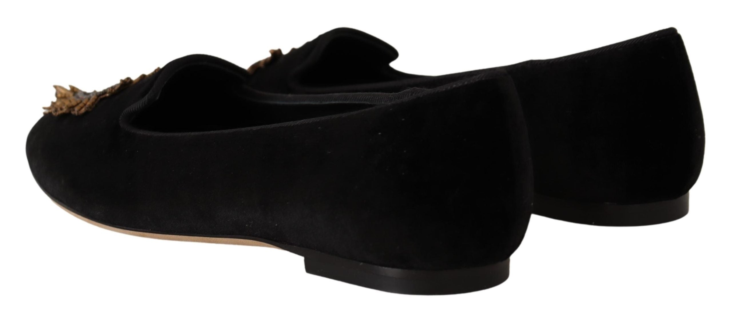 Schwarze DG Sacred Heart Patch Slip-On Flats