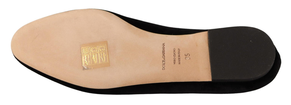 Schwarze DG Sacred Heart Patch Slip-On Flats