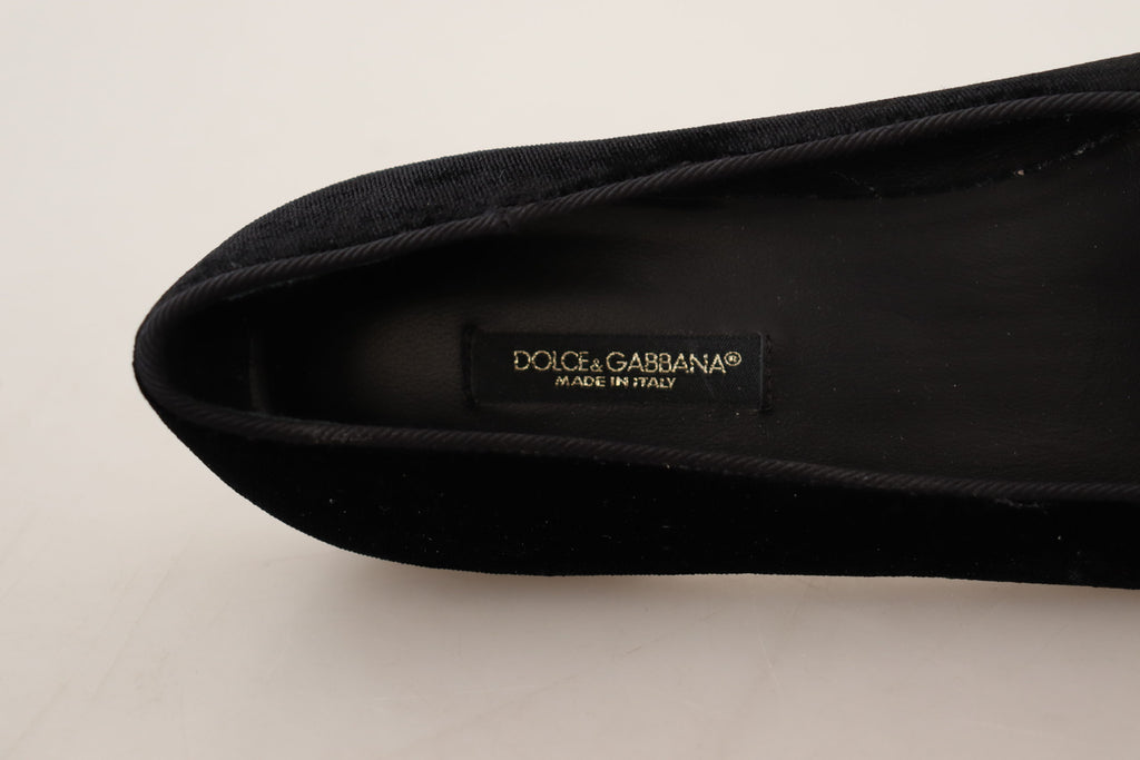 Schwarze DG Sacred Heart Patch Slip-On Flats