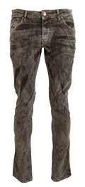 Graue Washed-Cotton-Cord Slim Fit Herrenjeans