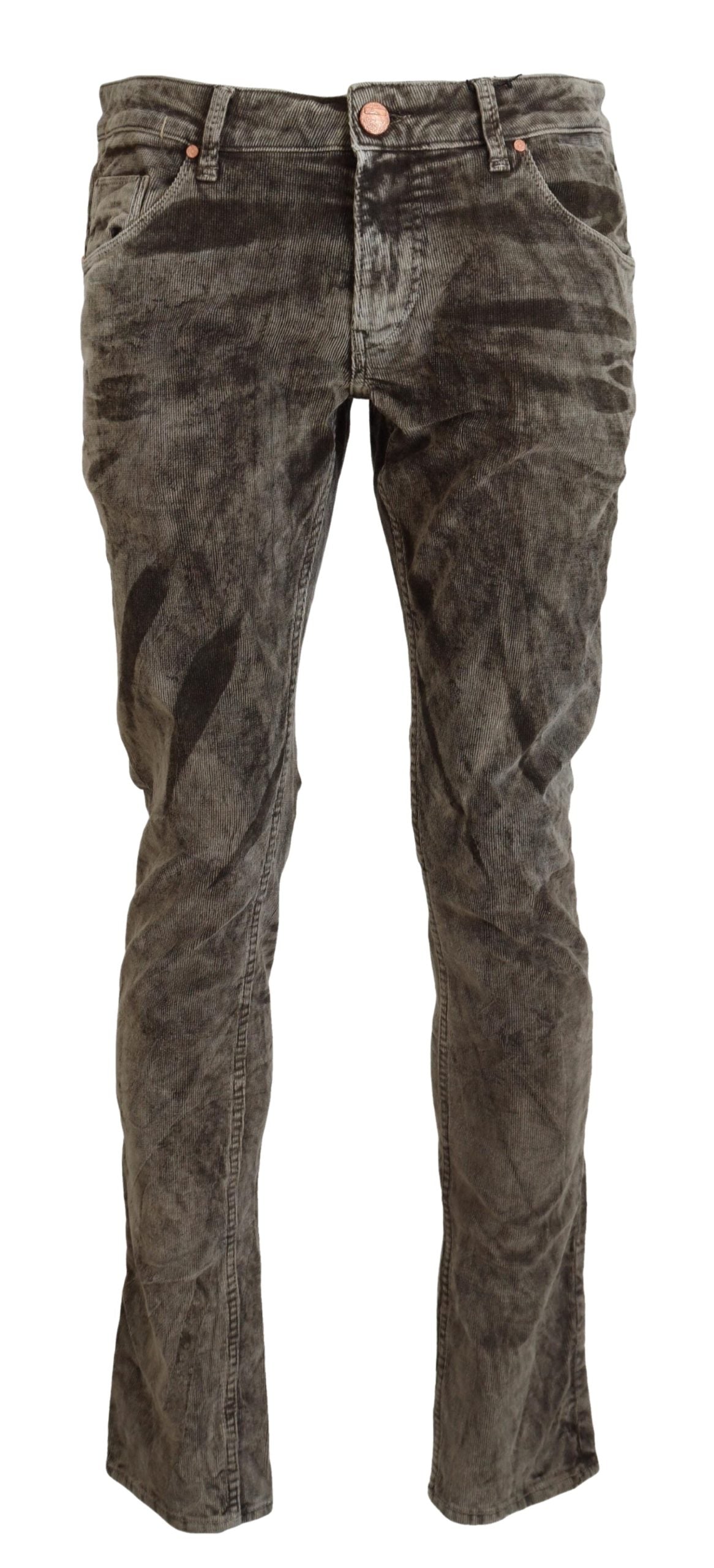 Graue Washed-Cotton-Cord Slim Fit Herrenjeans