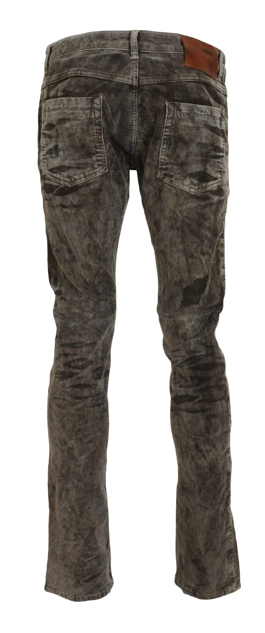 Graue Washed-Cotton-Cord Slim Fit Herrenjeans