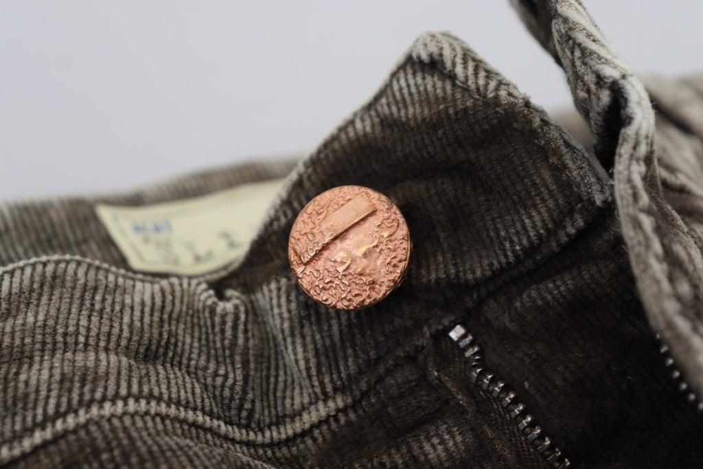 Graue Washed-Cotton-Cord Slim Fit Herrenjeans